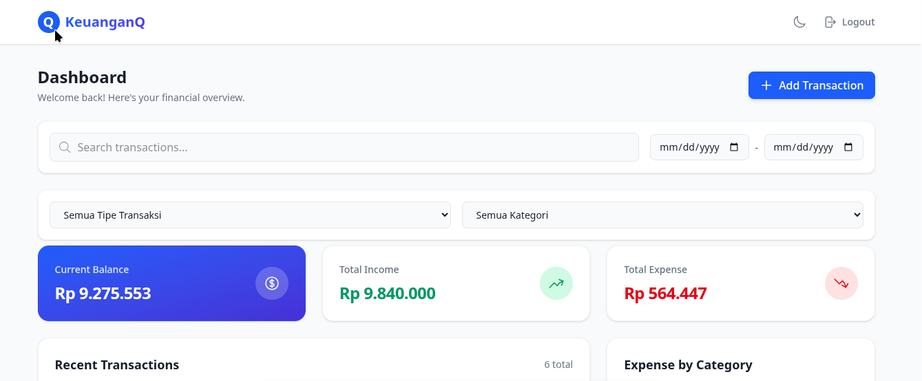 Tracker Pengeluaran & Pemasukan